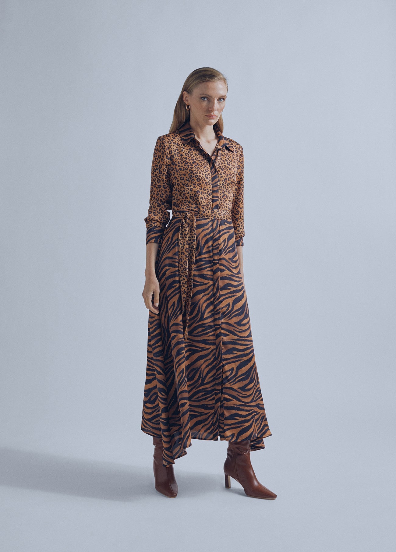 32465016-Contrast animal print dress-Multi