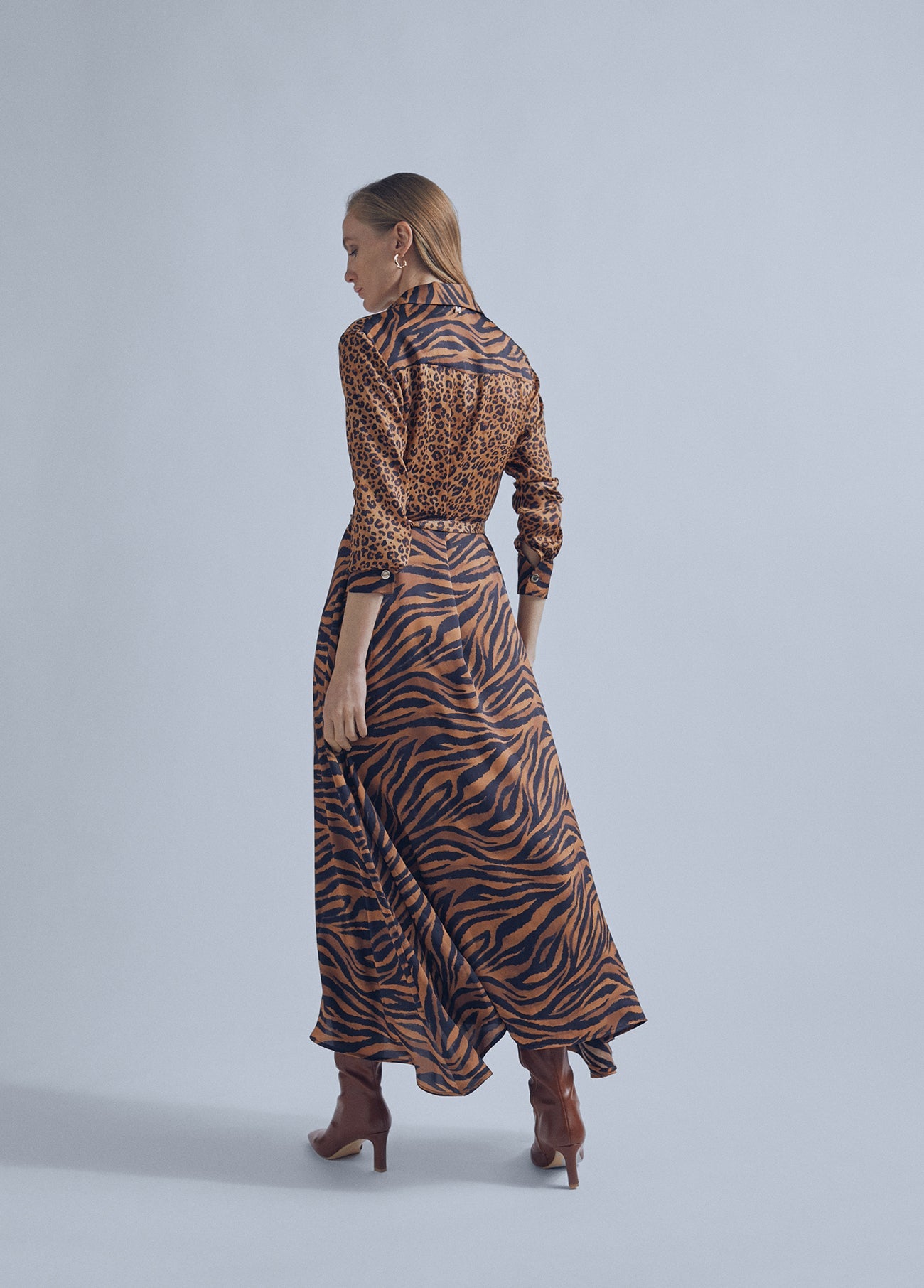 32465016-Contrast animal print dress-Multi