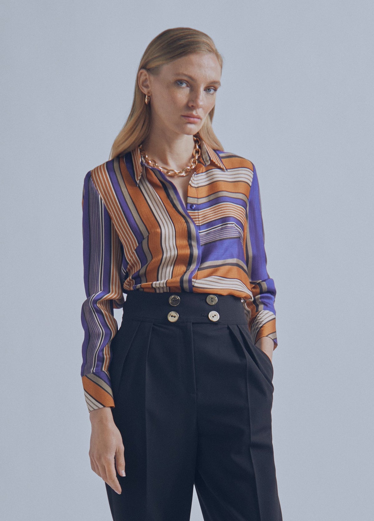 32465024-Two-way striped shirt-Multi