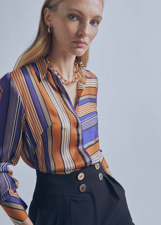 32465024-Two-way striped shirt-Multi