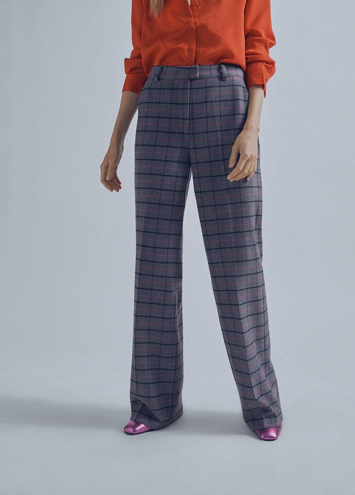 32467001-Check trousers-Grey