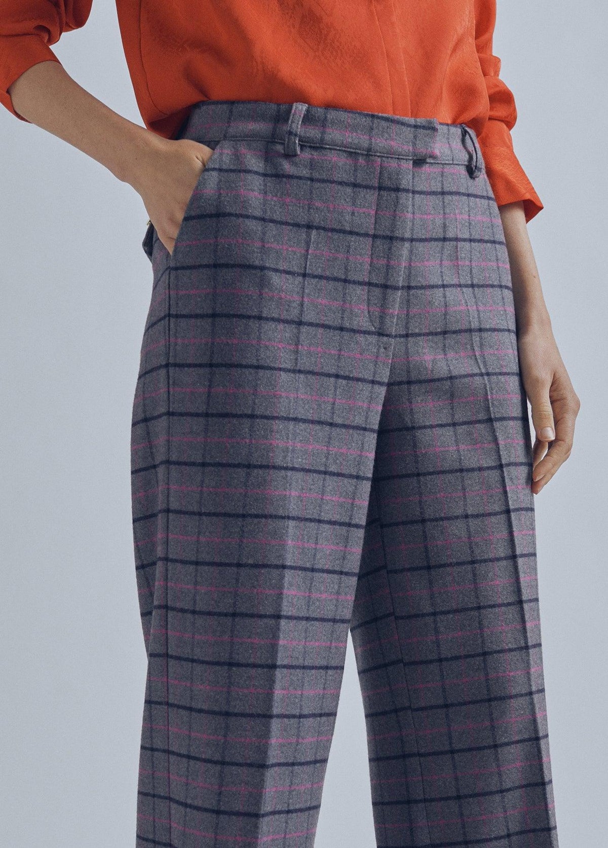 32467001-Check trousers-Grey