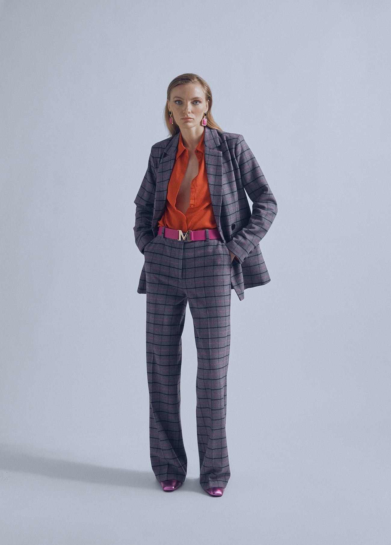 32467001-Check trousers-Grey