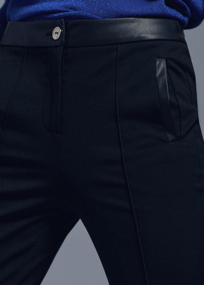 32467005-Faux leather detail trousers-Black