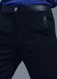 32467005-Faux leather detail trousers-Black