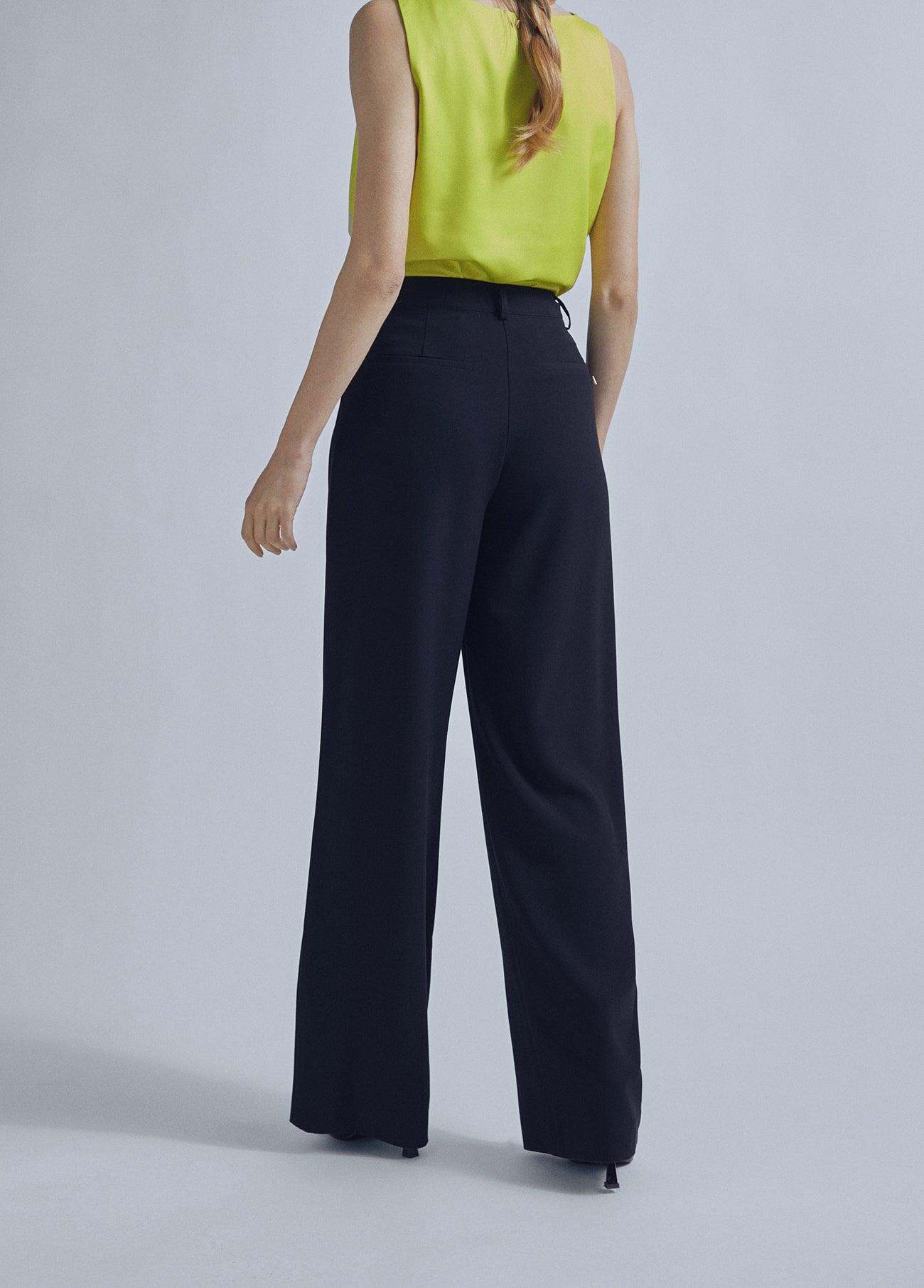 32467008-Flowing twill trousers-Black