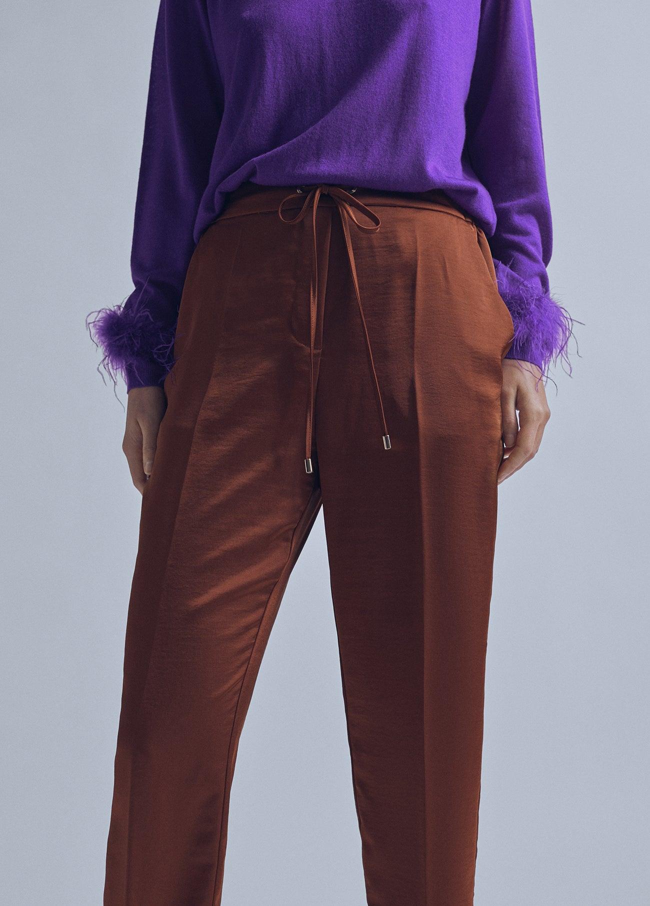32467029-Satin joggers-Caramel