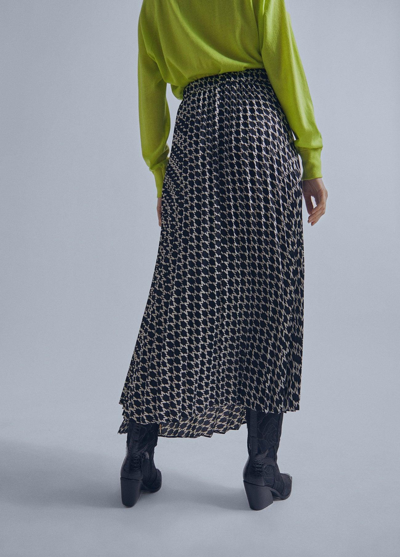 32468003-Pleated midi skirt-Black