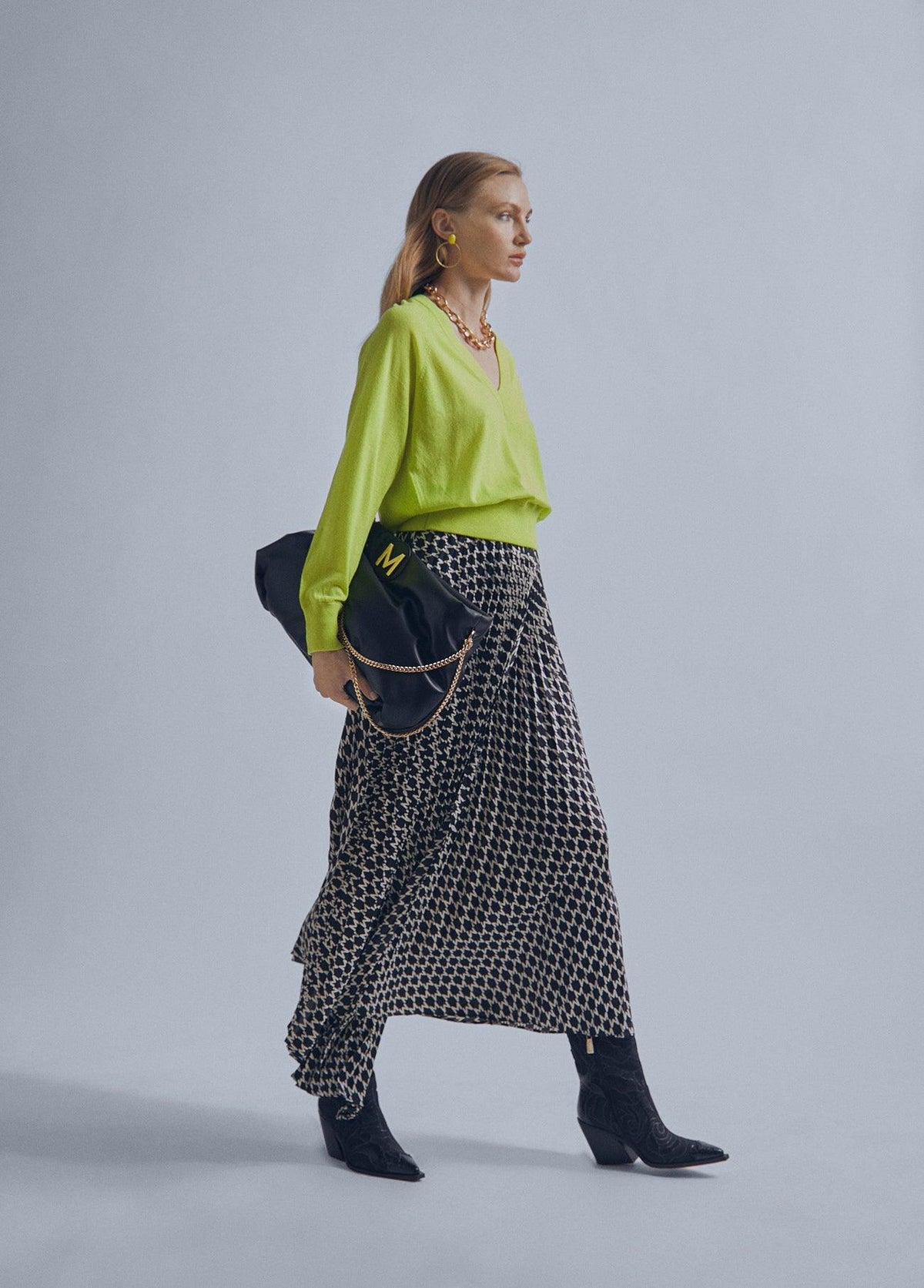 32468003-Pleated midi skirt-Black