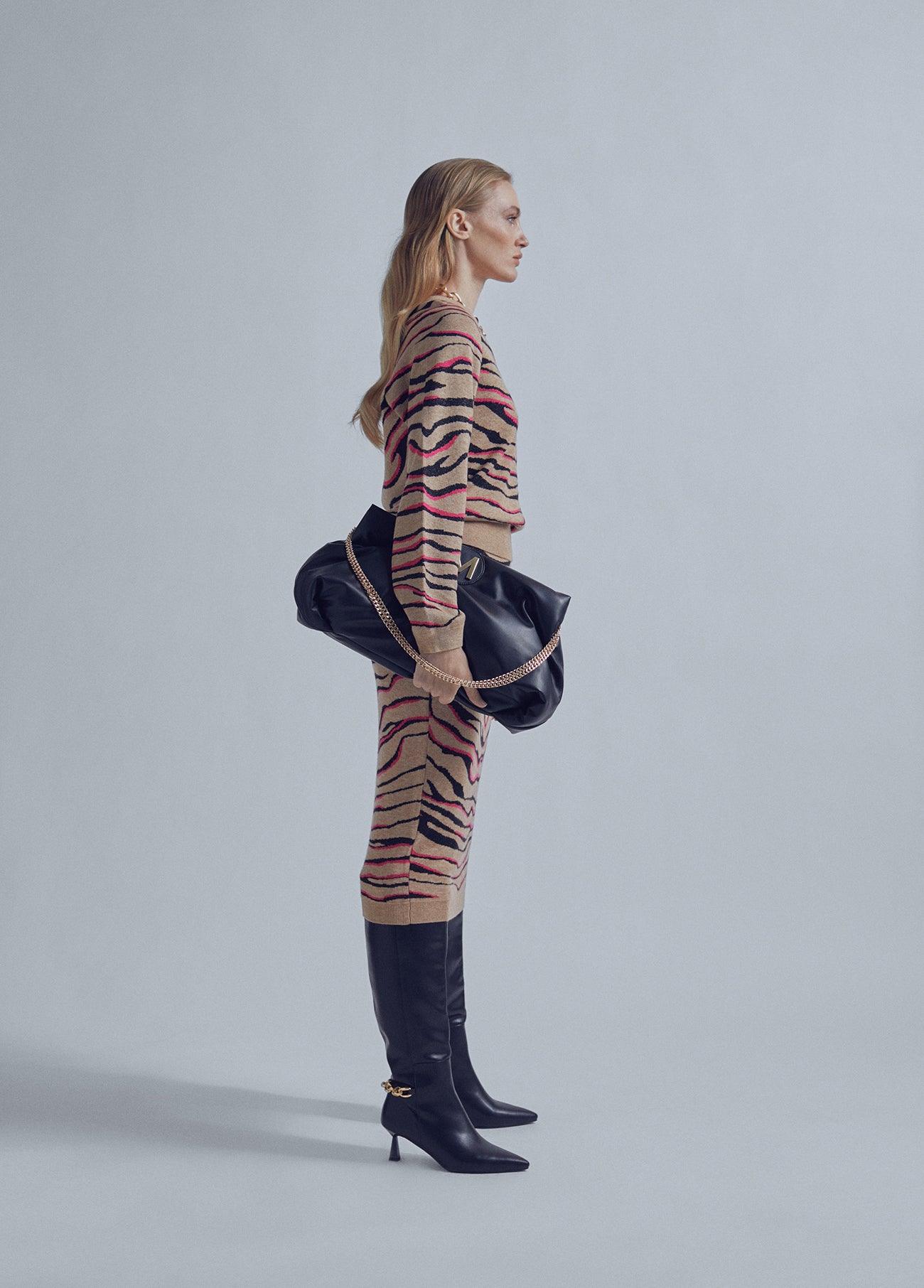 32468005-Animal print midi knit skirt-Multi