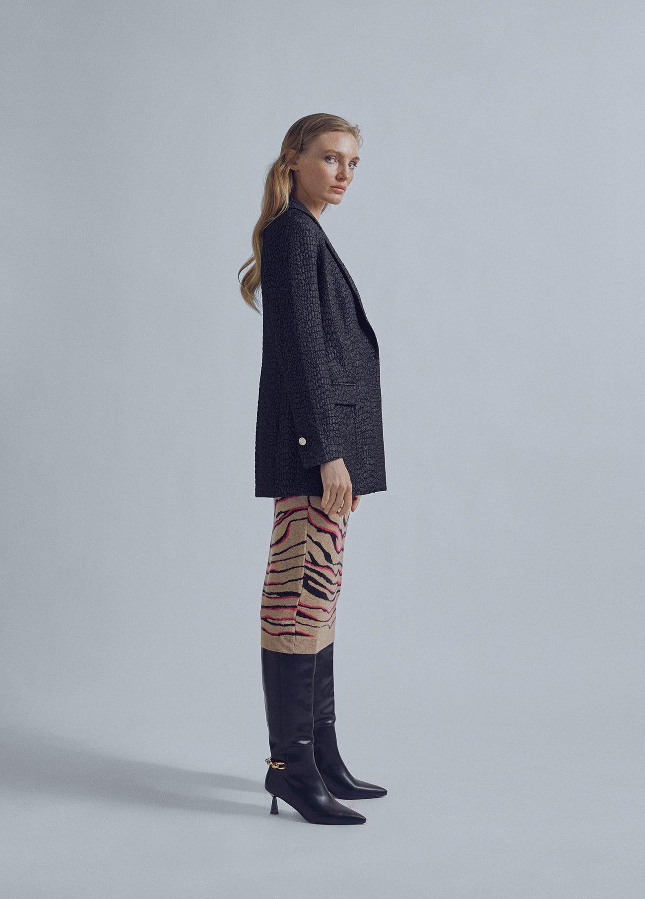 32468005-Animal print midi knit skirt-Multi
