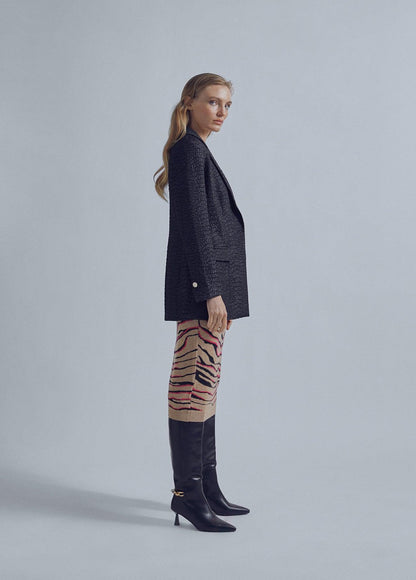 32468005-Animal print midi knit skirt-Multi