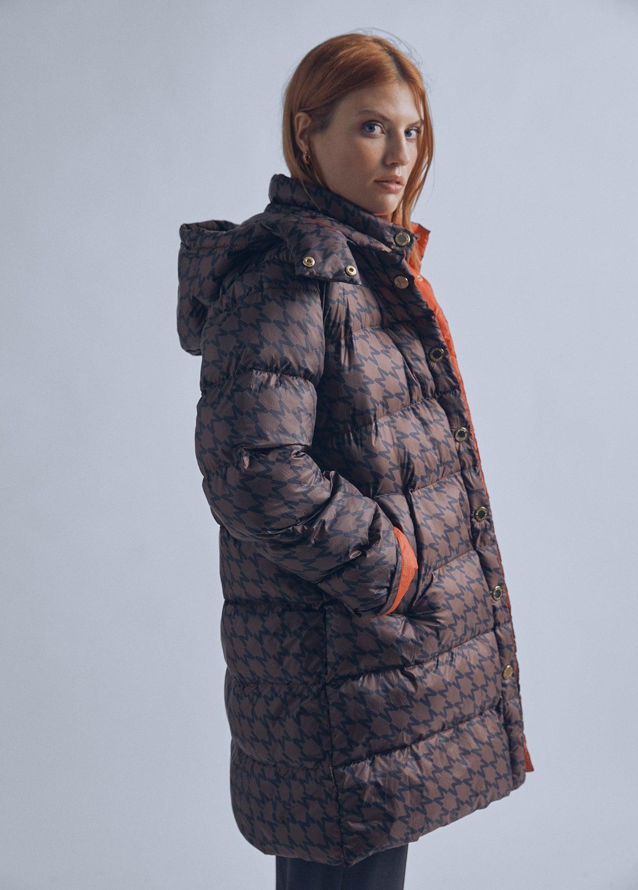 32470020-Three-quarter sleeve coat-Brown