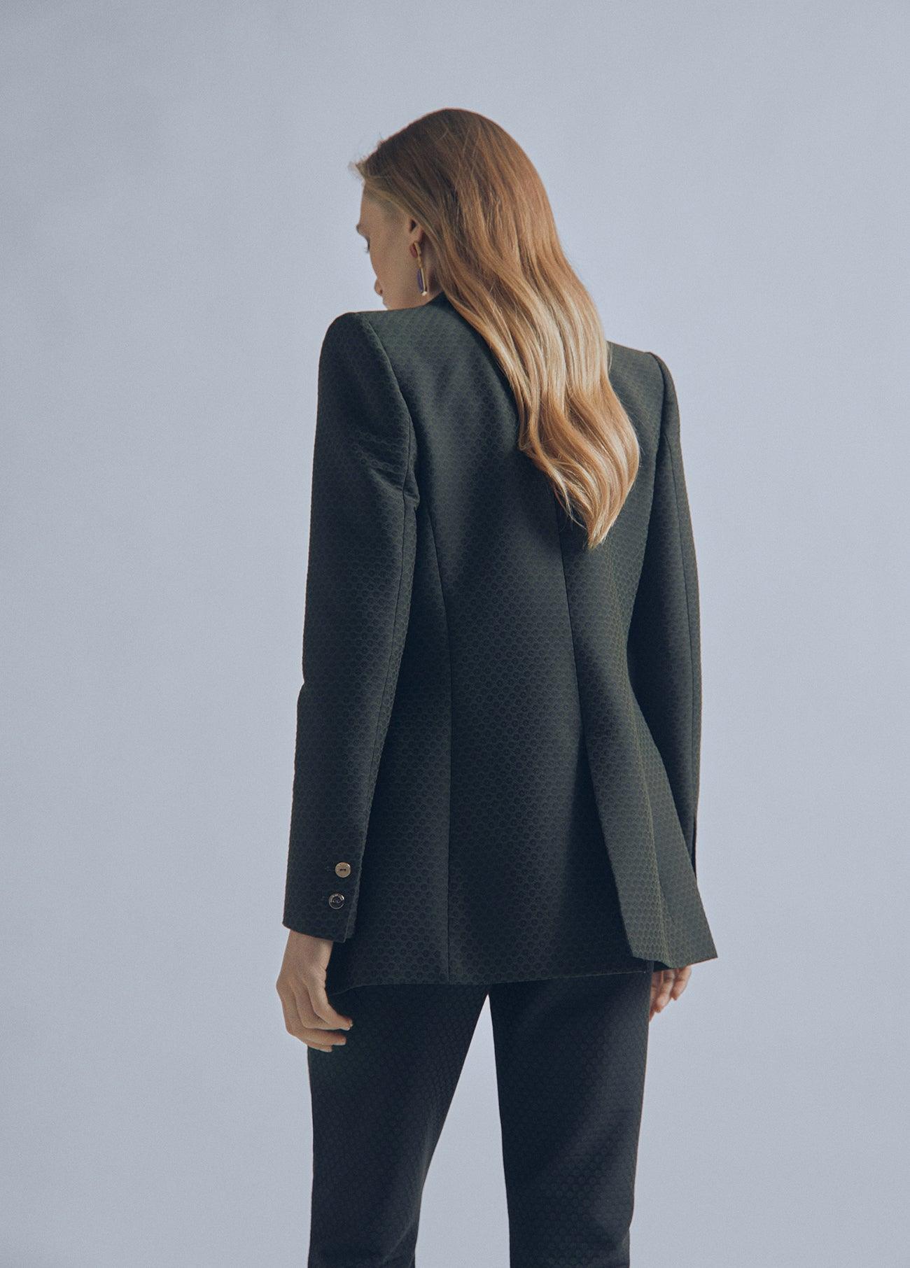 32470021-Stretch jacquard blazer-Kaki