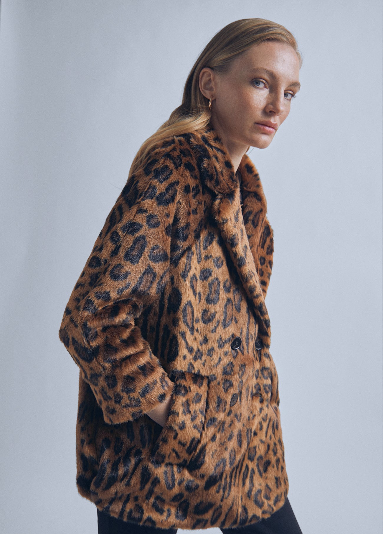 32470025-Animal print fur jacket-Multi