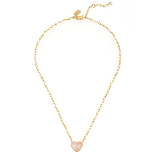 Carved Rose Quartz Heart Pendant Necklace-341889GLD-Rose Quartz