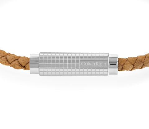 Calvin Klein Men Leather Bracelet Modern Grid - 35000422