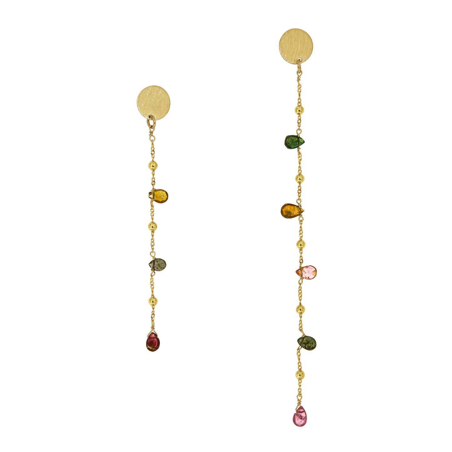 350ORT-Silver Yellow Gold Plated Earrings with Tourmaline-Yellow Gold Plated