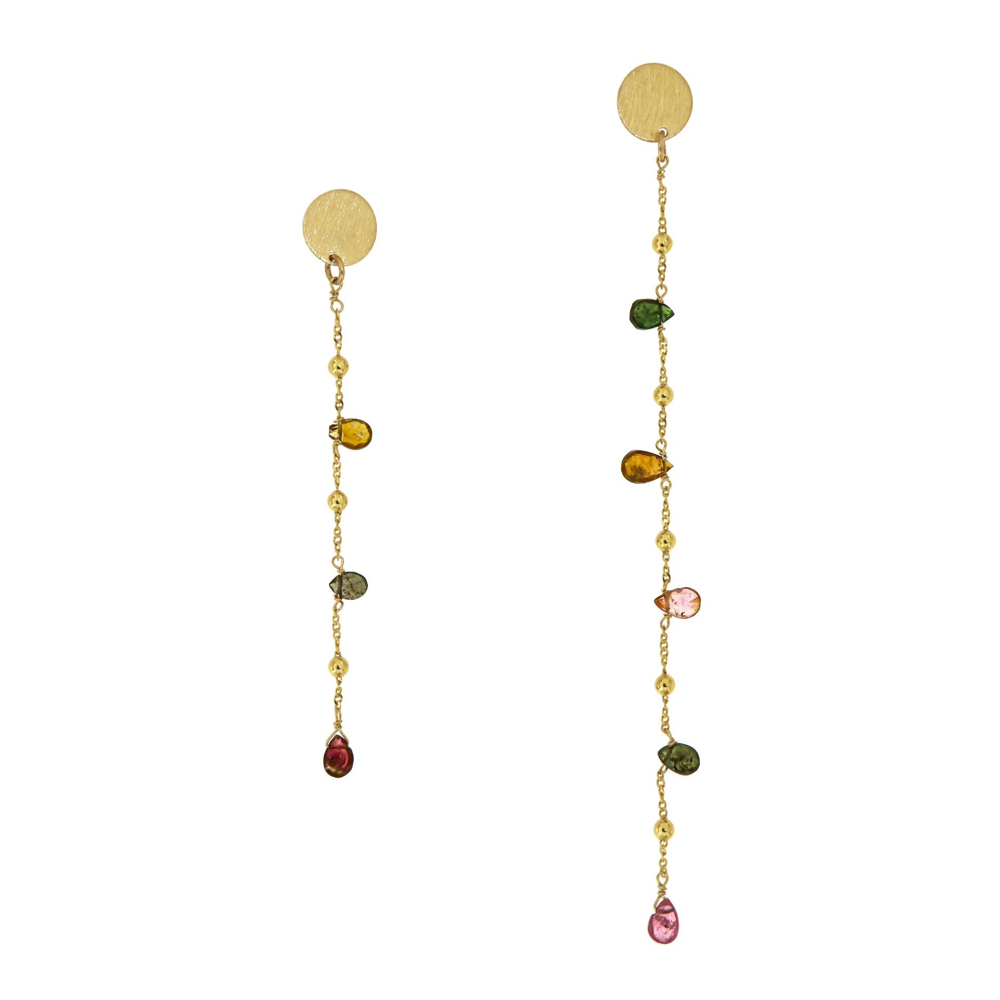 350ORT-Silver Yellow Gold Plated Earrings with Tourmaline-Yellow Gold Plated