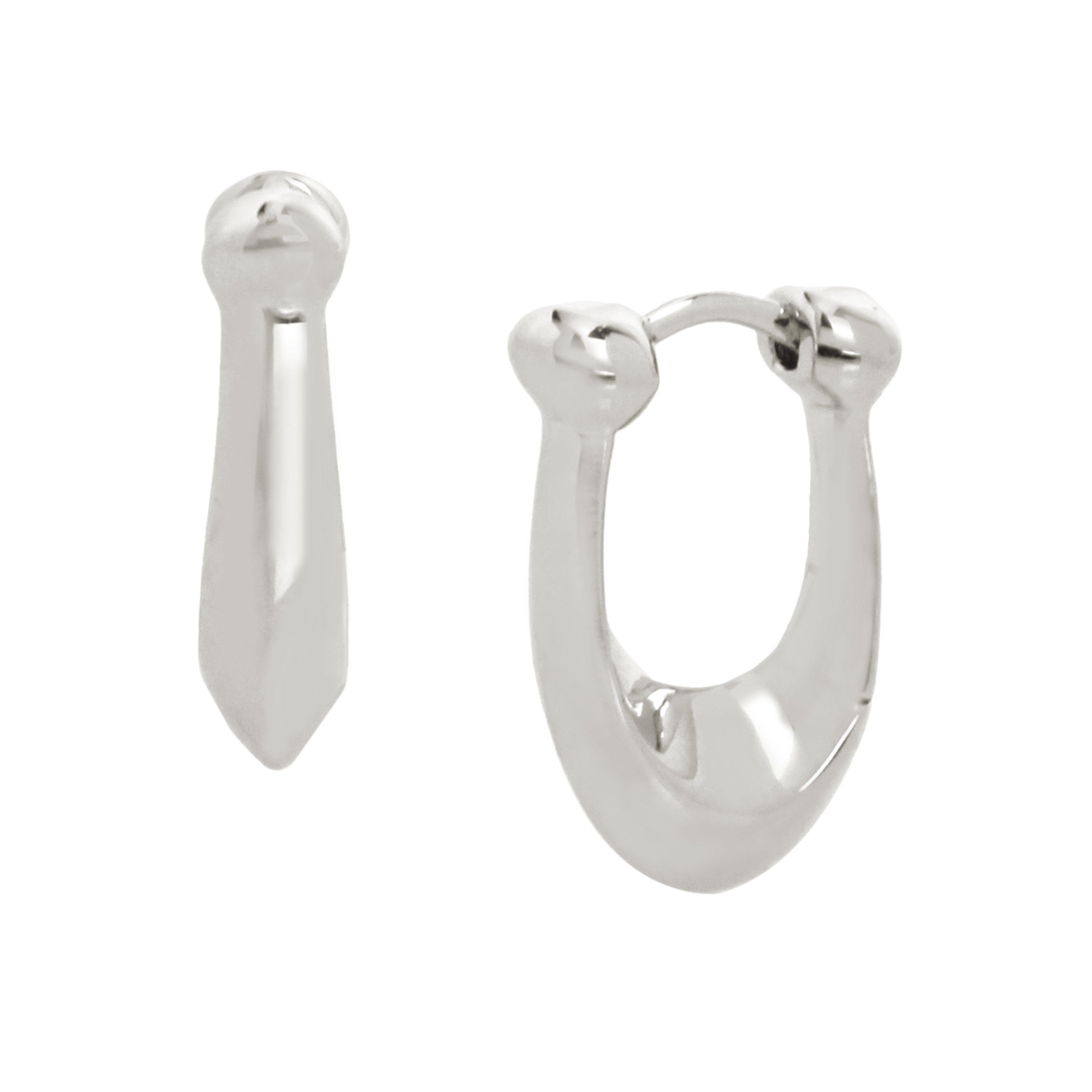 Signature C Huggie Earrings-351447RHO-Rhodium
