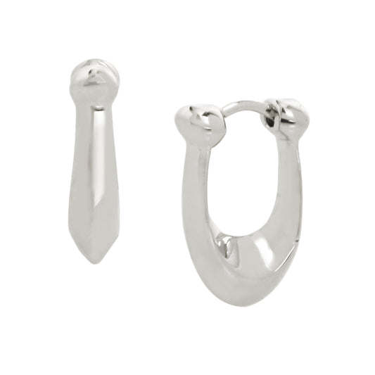 Signature C Huggie Earrings-351447RHO-Rhodium