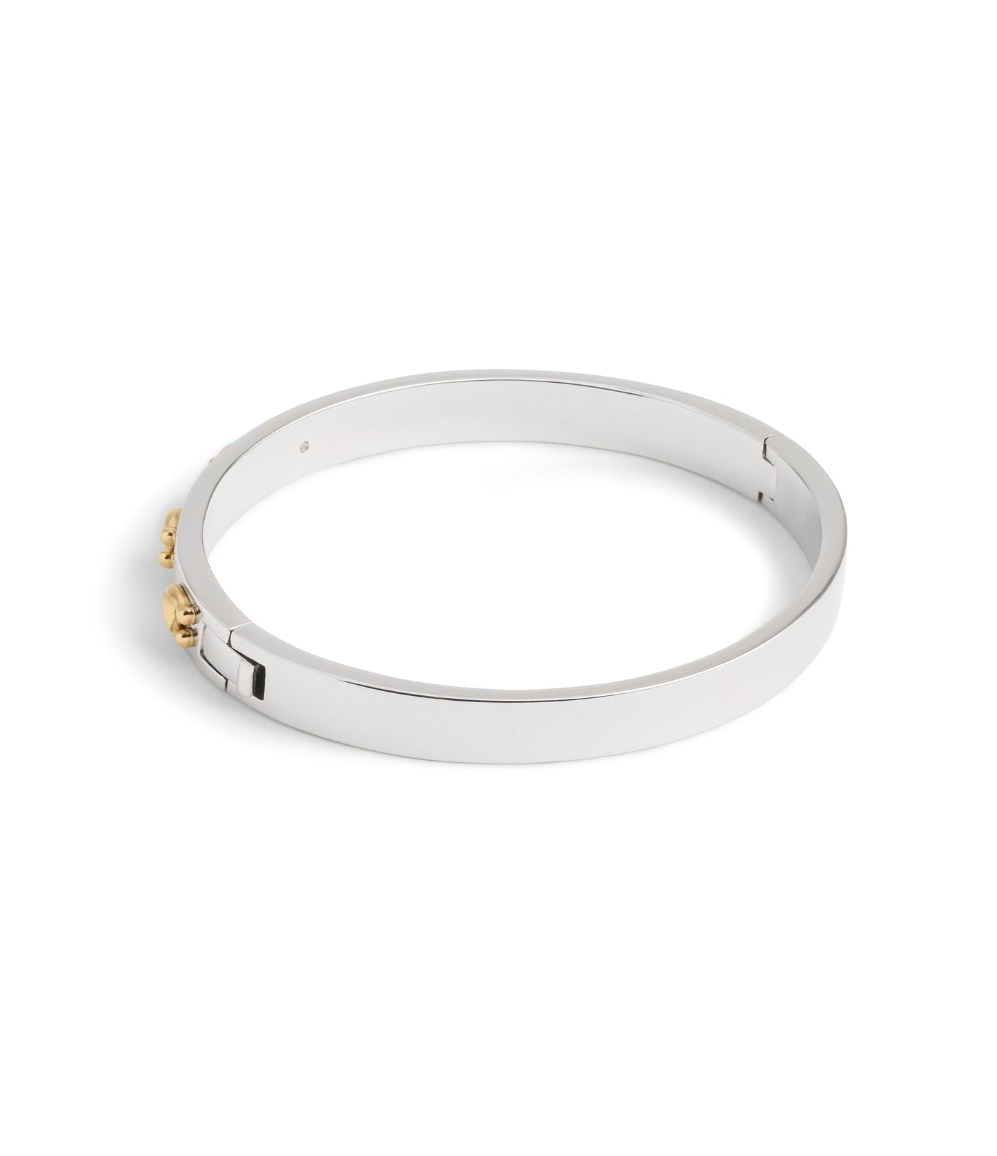 37335948TWO-Signature C Hinged Bangle Bracelet-TWOTONE- GLD/RHOD