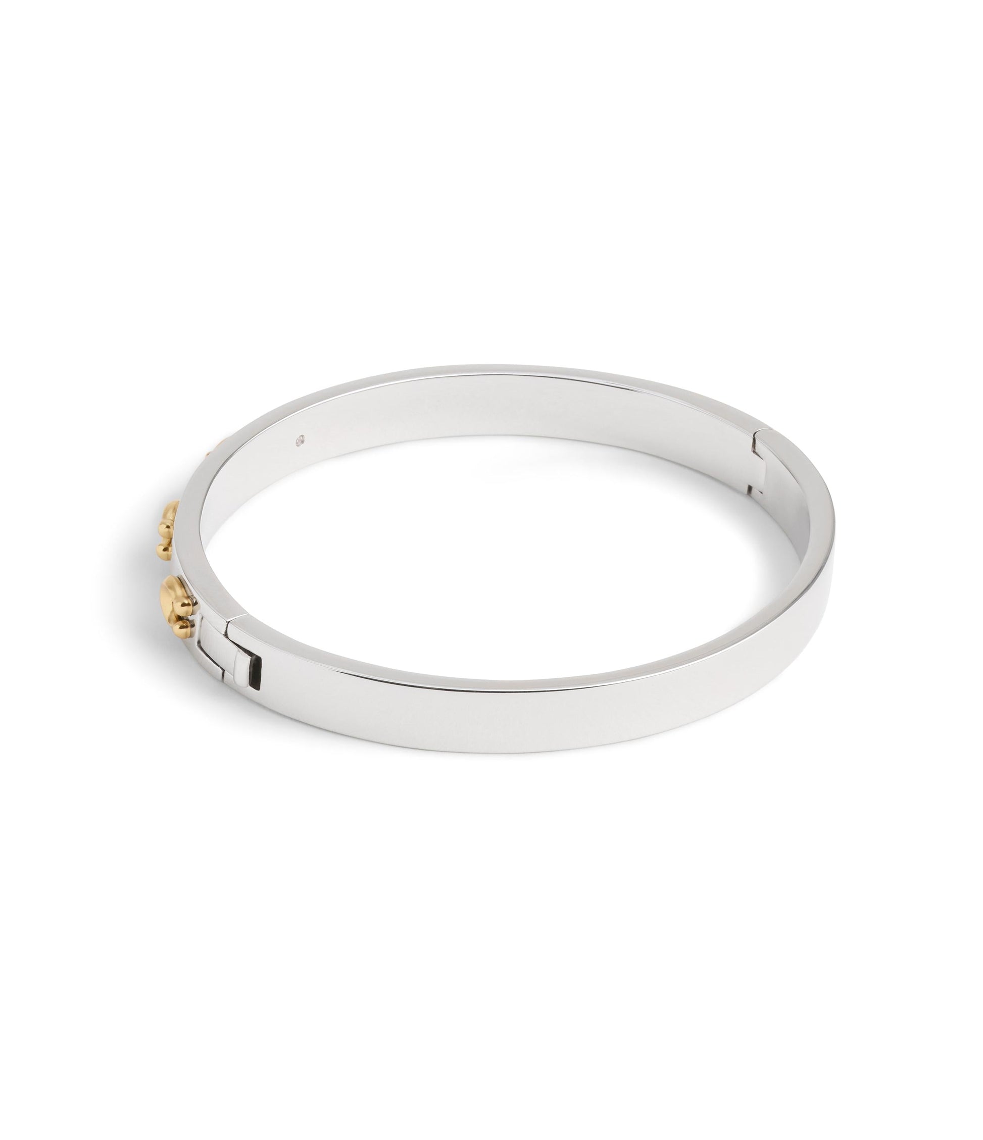 37335948TWO-Signature C Hinged Bangle Bracelet-TWOTONE- GLD/RHOD