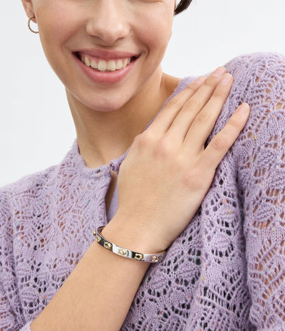 37335948TWO-Signature C Hinged Bangle Bracelet-TWOTONE- GLD/RHOD