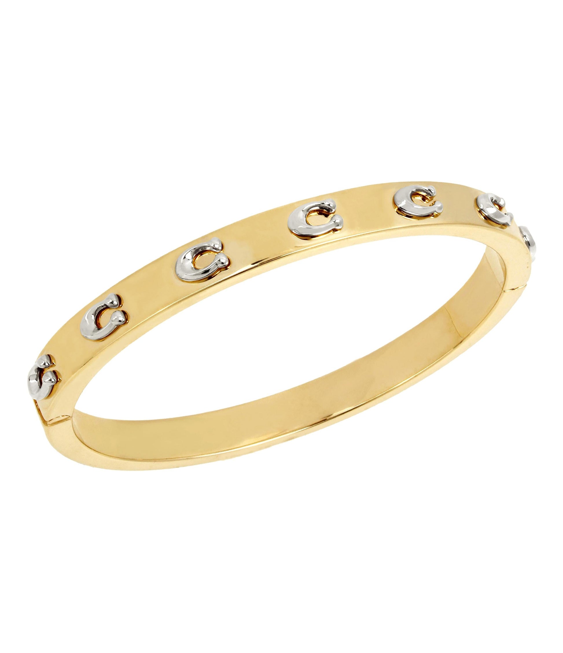 37335948TWO-Signature C Hinged Bangle Bracelet-TWOTONE