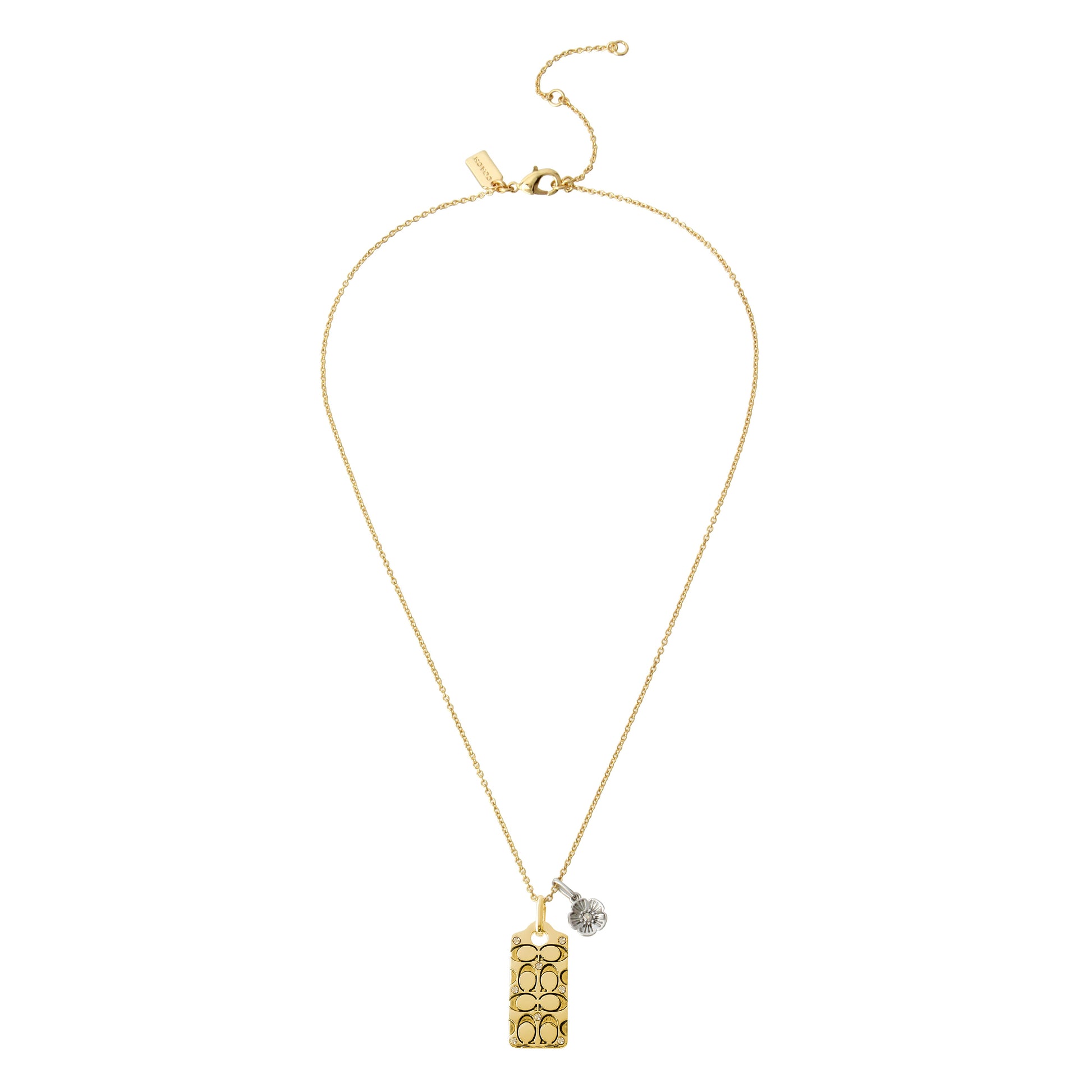 37341900GLD-Signature Quilted Pendant Necklace-Golden Shadow/Gold