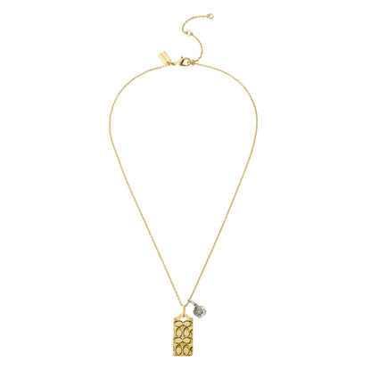 37341900GLD-Signature Quilted Pendant Necklace-Golden Shadow/Gold