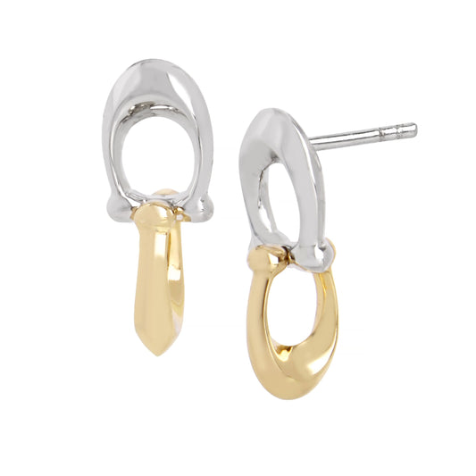37351443TWO-Signature C Drop Earrings-Twotone- Gld/Rhod