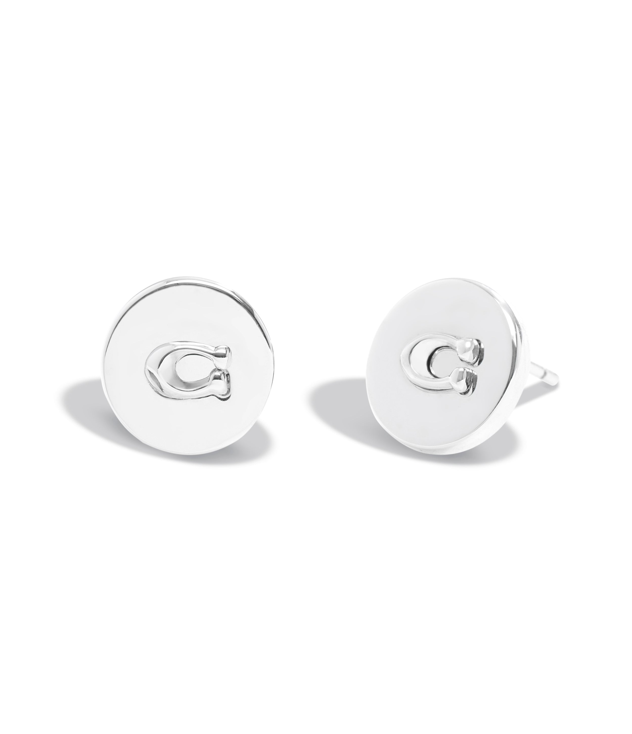 37352957RHO-Signature Coin Stud Earrings-Rhodium