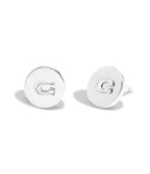37352957RHO-Signature Coin Stud Earrings-Rhodium