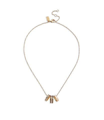 408103gld-signature rondelle pendant necklace-black/white