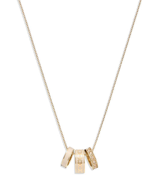 Signature Rondelle Pendant Necklace-408103GLD-White/Gold