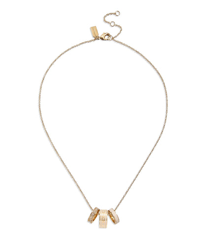 Signature Rondelle Pendant Necklace-408103GLD-White/Gold