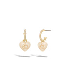 37415420GLD-Resin Heart Pave Huggie Earring-BLUSH/GOLD