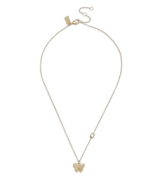 37425022GLD-Butterfly Pendant Necklace-Crystal/Rhodium