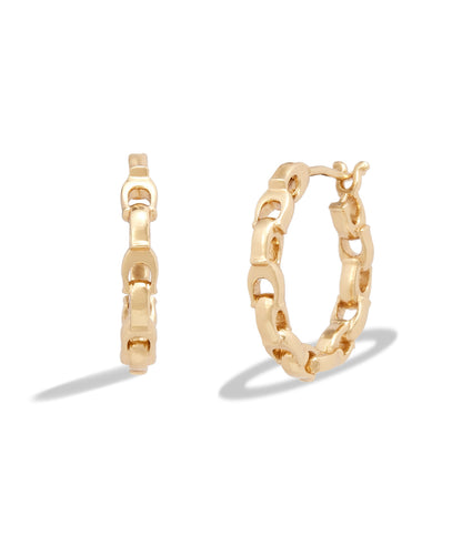 37426114GLD-Signature Chain Hoop Earrings-Gold
