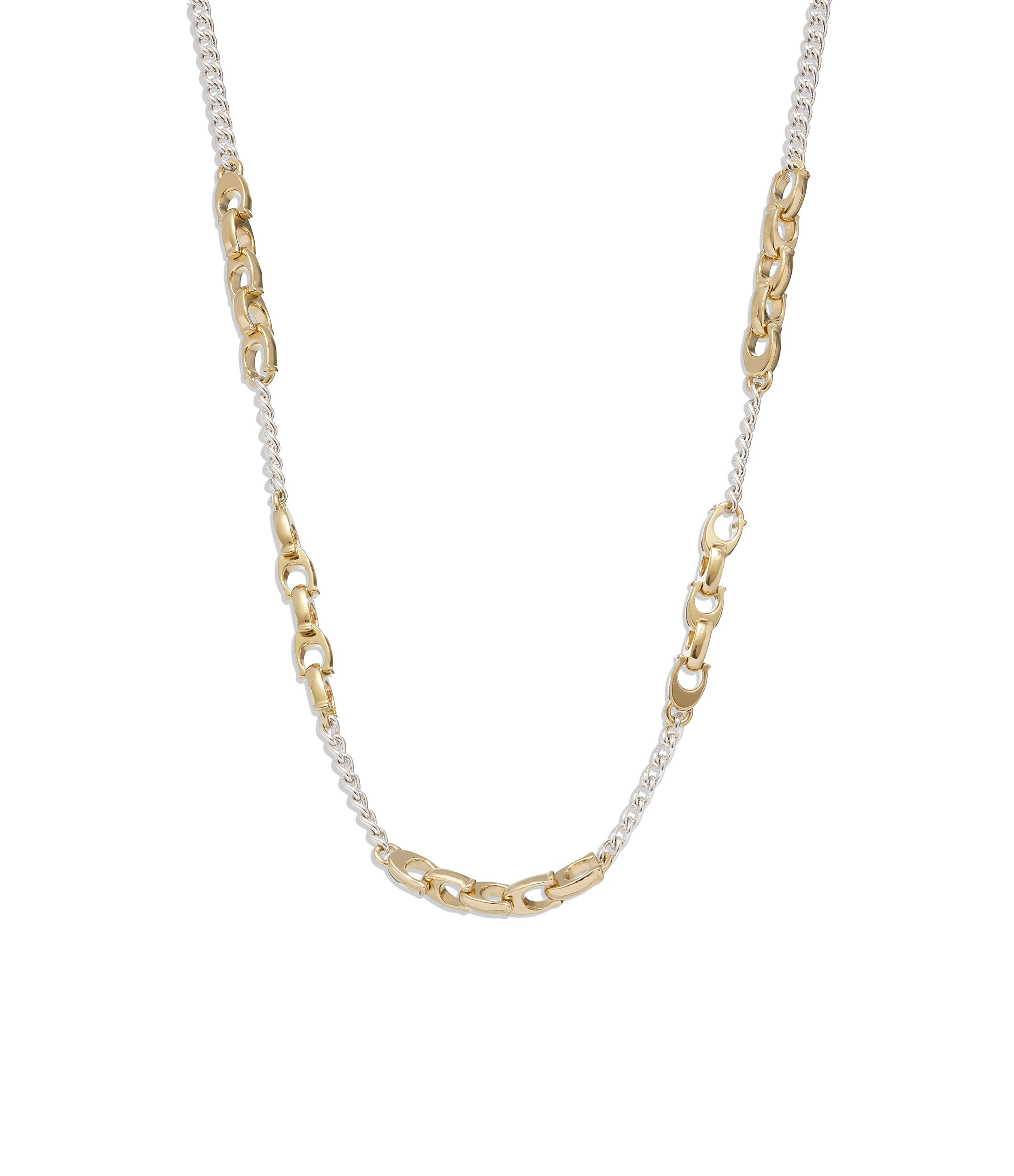 37426119TWO-Mixed Chain Necklace-SILVER/GOLD