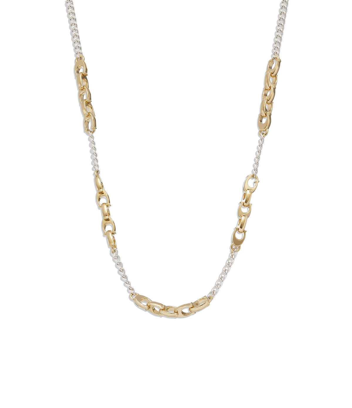 37426119TWO-Mixed Chain Necklace-SILVER/GOLD