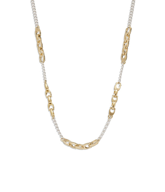 37426119TWO-Mixed Chain Necklace-SILVER/GOLD