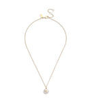 37440611GLD-Signature Coin Pearl Pendant Necklace-Pearl/Gold