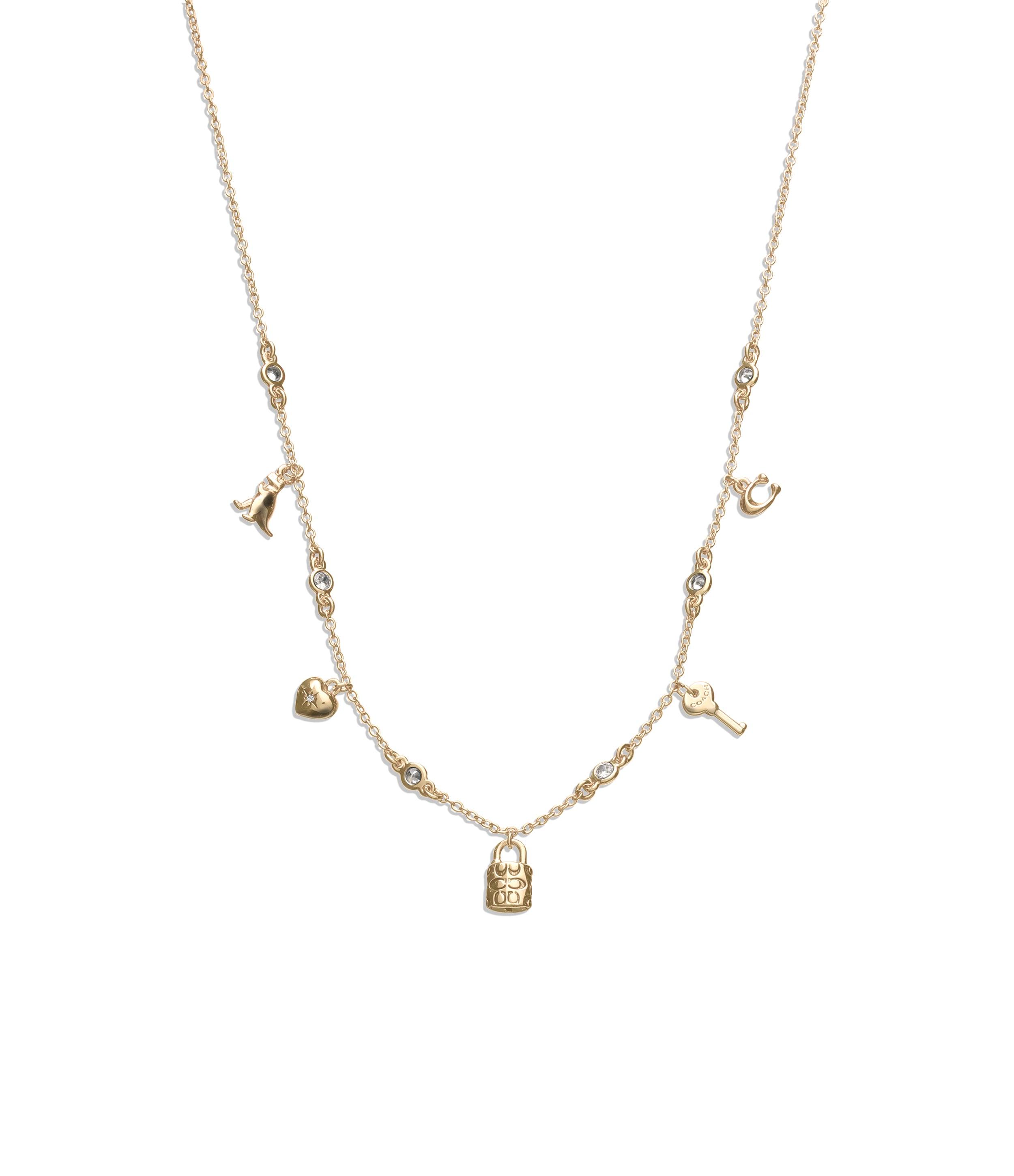 Iconic Mini Charm Bib Necklace-448325GLD-Shiny Gold