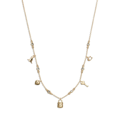 Iconic Mini Charm Bib Necklace-448325GLD-Shiny Gold