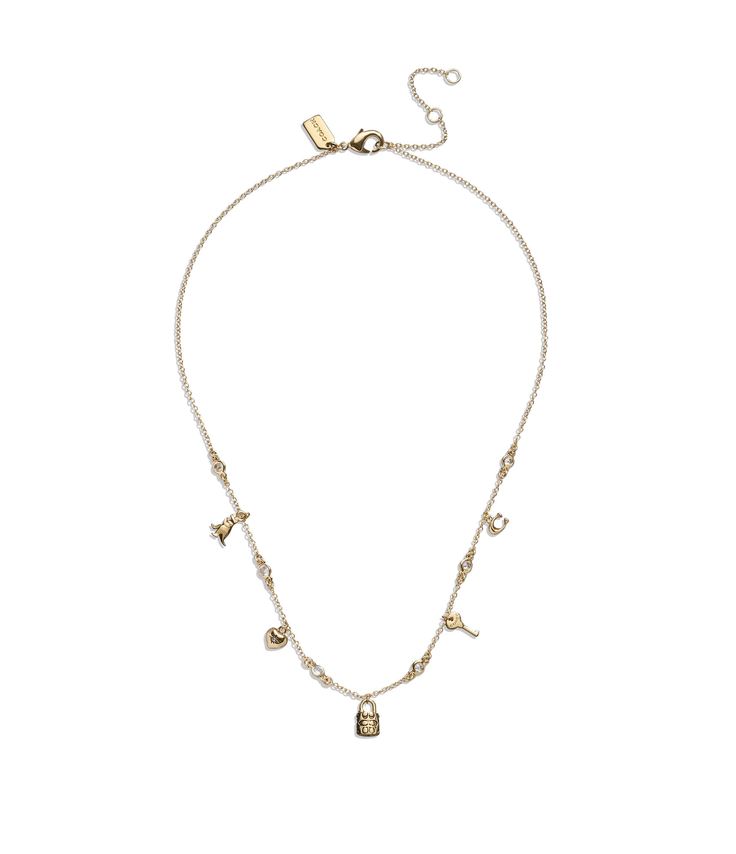 Iconic Mini Charm Bib Necklace-448325GLD-Shiny Gold
