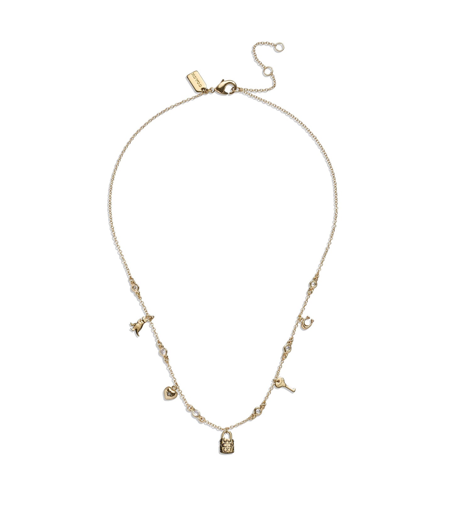 Iconic Mini Charm Bib Necklace-448325GLD-Shiny Gold