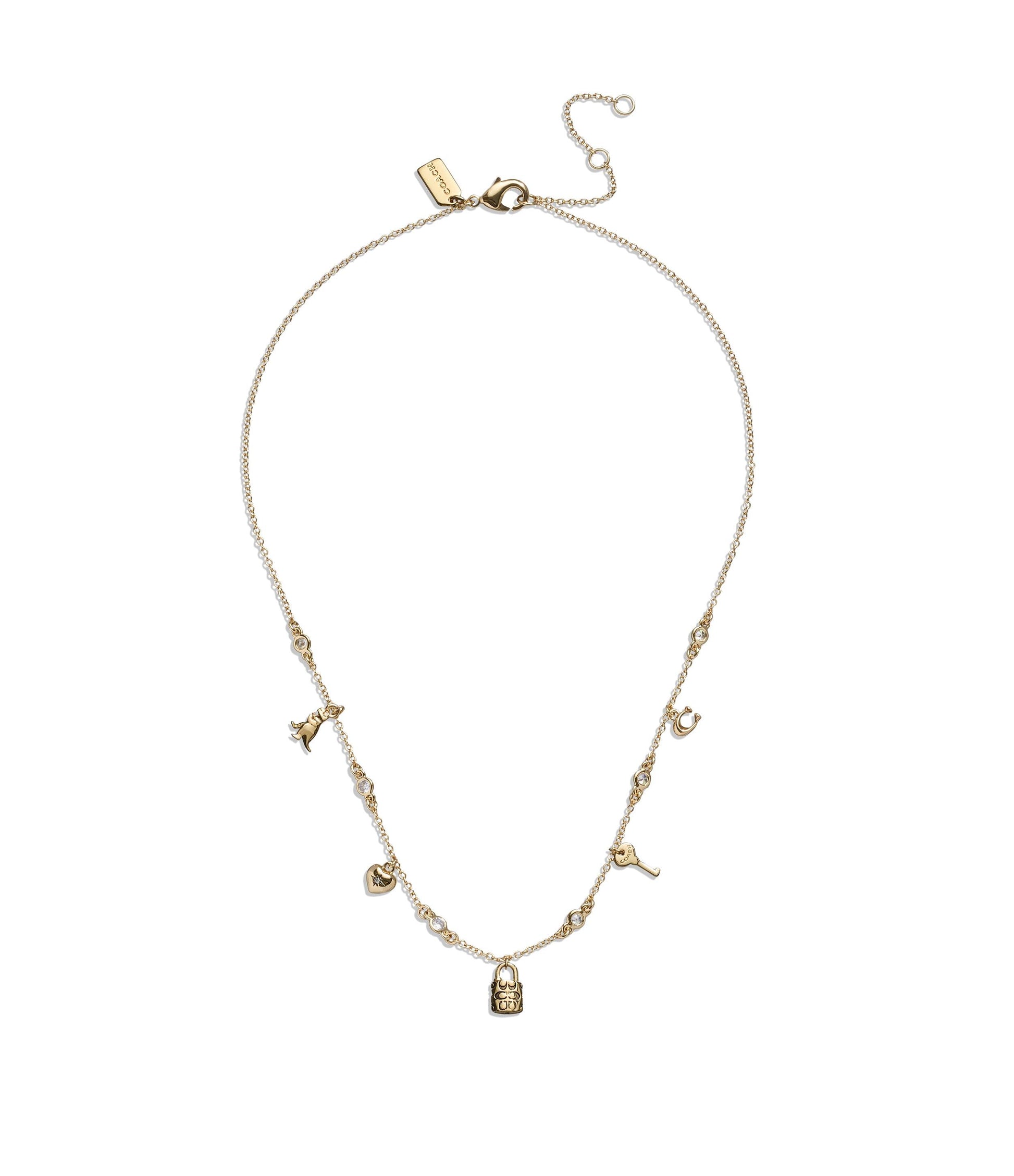 Iconic Mini Charm Bib Necklace-448325GLD-Shiny Gold