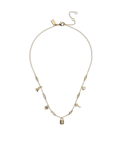 Iconic Mini Charm Bib Necklace-448325GLD-Shiny Gold